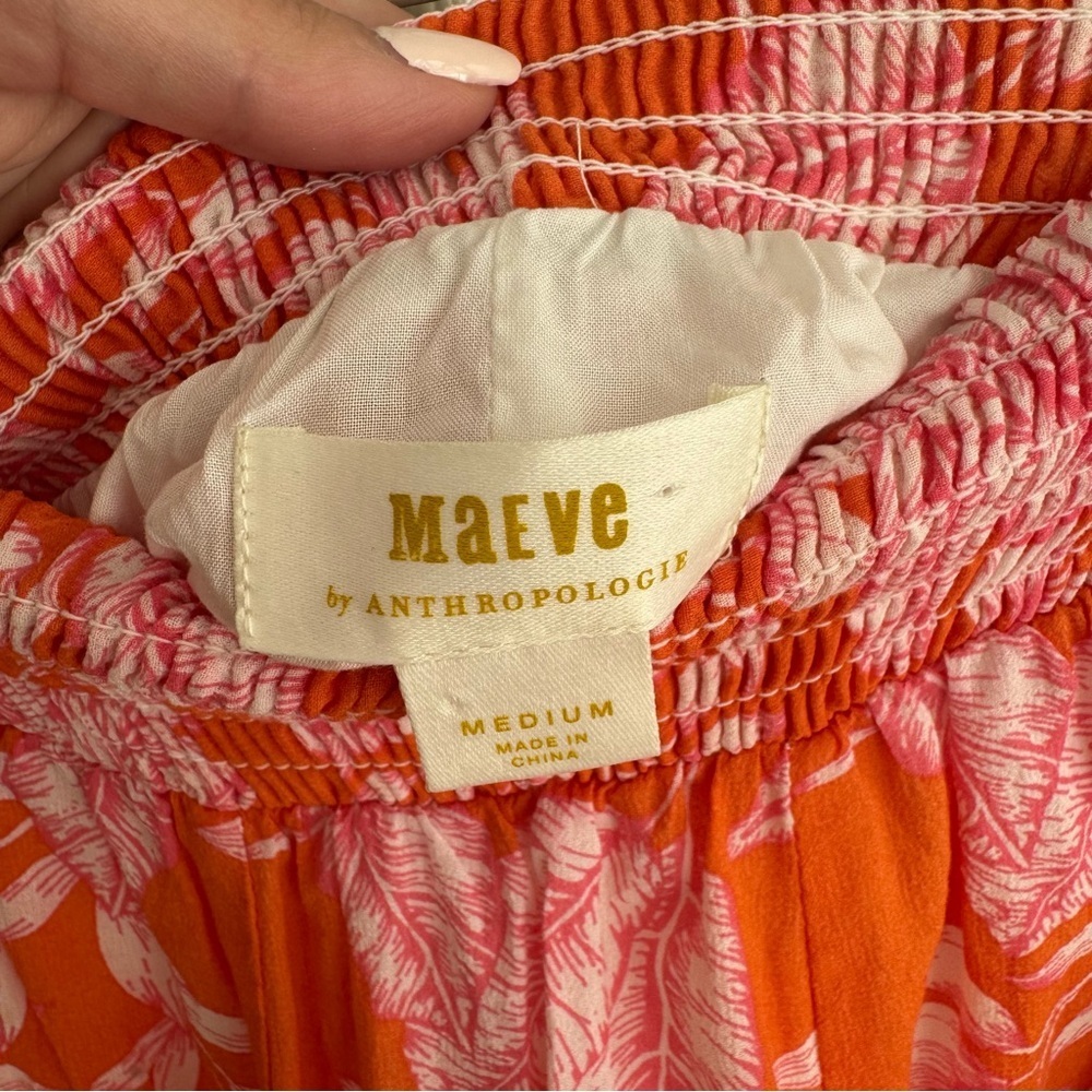 Anthropologie Maeve Orange Floral Cotton Mini Skirt Medium - Picture 4 of 5